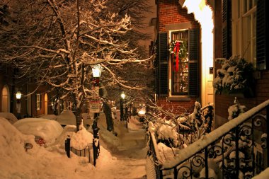 Boston, Massachusetts, ABD 'de kar yağışının stok görüntüsü
