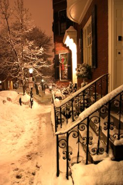 Boston, Massachusetts, ABD 'de kar yağışının stok görüntüsü