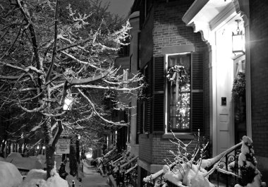 Boston, Massachusetts, ABD 'de kar yağışının stok görüntüsü