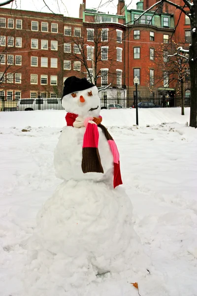 Archivbild eines Schneemanns in Boston common, Boston — Stockfoto