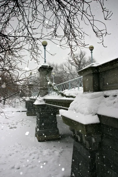 Imagem de estoque de um inverno nevando em Boston, Massachusetts, EUA — Fotografia de Stock