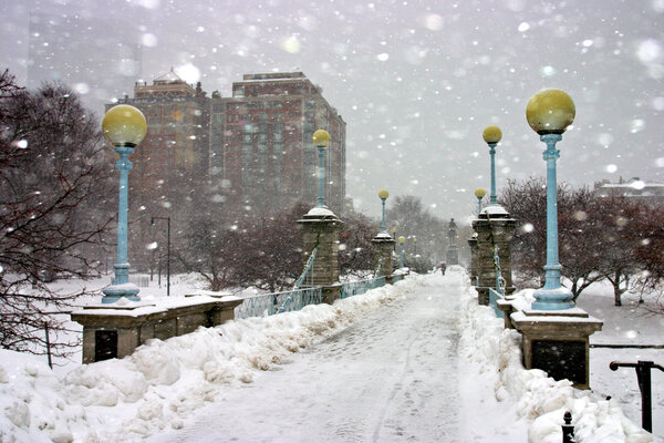 Stock image of a snowing winter at Boston, Massachusetts, USA