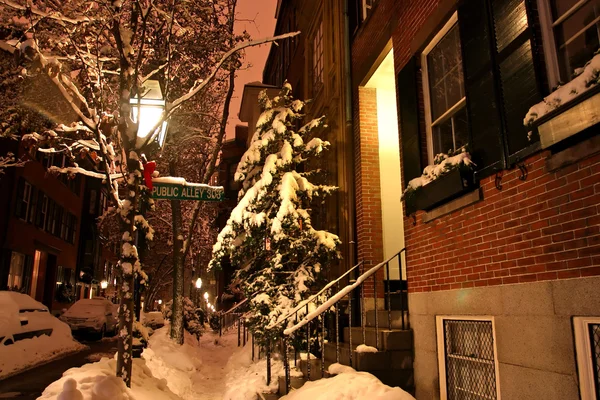 Stock afbeelding van een sneeuw winter in Boston, Massachusetts, Verenigde Staten — Stockfoto