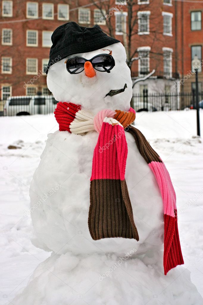 Stock image of a snowman at Boston Common, Boston