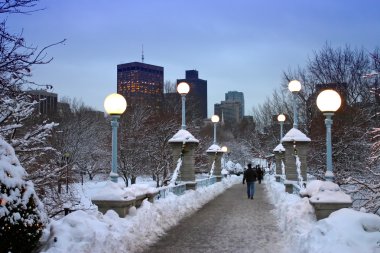 Boston, Massachusetts, ABD 'de kar yağışının stok görüntüsü