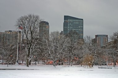 Boston, Massachusetts, ABD 'de kar yağışının stok görüntüsü