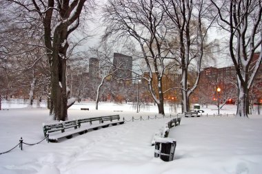 Boston, Massachusetts, ABD 'de kar yağışının stok görüntüsü
