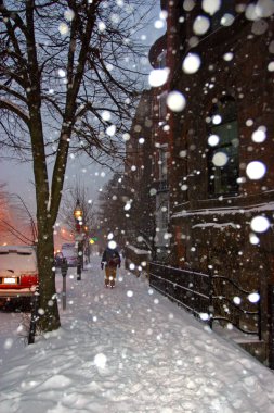 Boston, Massachusetts, ABD 'de kar yağışının stok görüntüsü