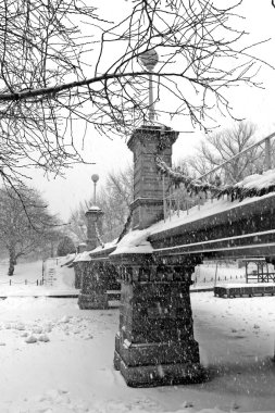 Boston, Massachusetts, ABD 'de kar yağışının stok görüntüsü