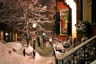 Boston, Massachusetts, ABD 'de kar yağışının stok görüntüsü