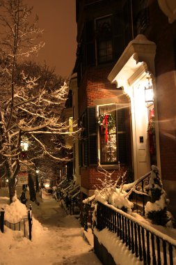 Boston, Massachusetts, ABD 'de kar yağışının stok görüntüsü