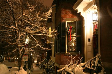 Boston, Massachusetts, ABD 'de kar yağışının stok görüntüsü