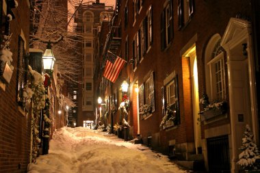 Boston, Massachusetts, ABD 'de kar yağışının stok görüntüsü