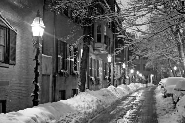 Boston, Massachusetts, ABD 'de kar yağışının stok görüntüsü