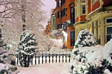 Boston, Massachusetts, ABD 'de kar yağışının stok görüntüsü