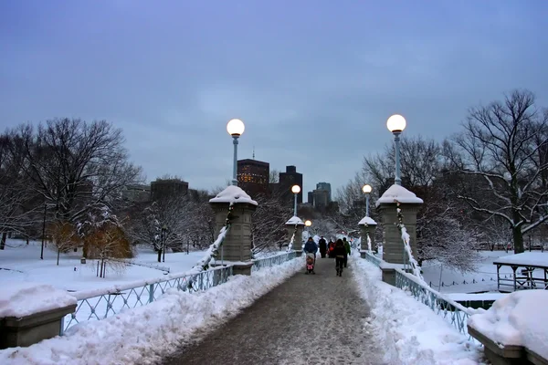 Stock imagen de un invierno nevando en Boston, Massachusetts, EE.UU. — Foto de Stock