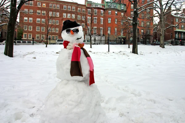 Archivbild eines Schneemanns in Boston common, Boston — Stockfoto