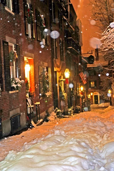 Stock imagen de un invierno nevando en Boston, Massachusetts, EE.UU. — Foto de Stock