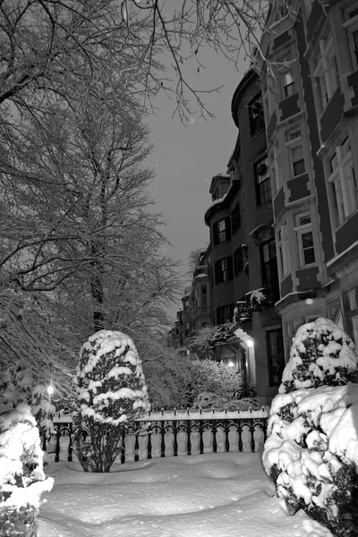 Imagem de estoque de um inverno nevando em Boston, Massachusetts, EUA — Fotografia de Stock