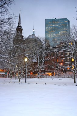 Boston, Massachusetts, ABD 'de kar yağışının stok görüntüsü