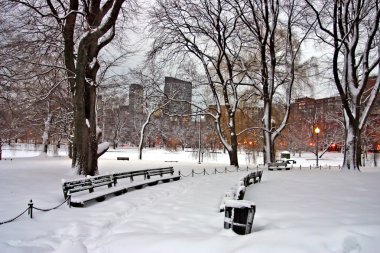 Boston, Massachusetts, ABD 'de kar yağışının stok görüntüsü
