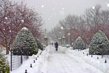 Boston, Massachusetts, ABD 'de kar yağışının stok görüntüsü