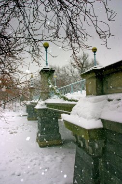 Boston, Massachusetts, ABD 'de kar yağışının stok görüntüsü