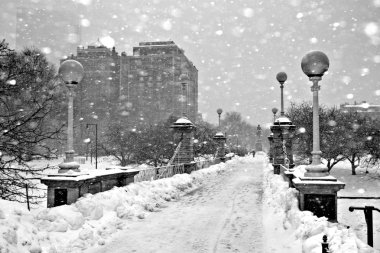 Boston, Massachusetts, ABD 'de kar yağışının stok görüntüsü