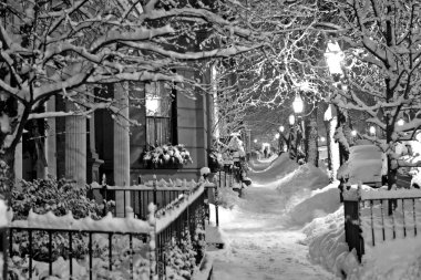 Boston, Massachusetts, ABD 'de kar yağışının stok görüntüsü