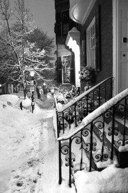 Boston, Massachusetts, ABD 'de kar yağışının stok görüntüsü