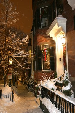 Boston, Massachusetts, ABD 'de kar yağışının stok görüntüsü