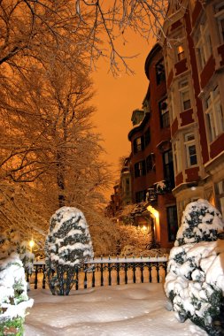 Boston, Massachusetts, ABD 'de kar yağışının stok görüntüsü