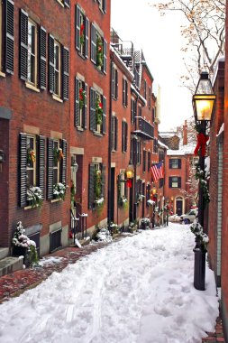 Boston, Massachusetts, ABD 'de kar yağışının stok görüntüsü