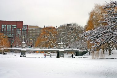 Boston, Massachusetts, ABD 'de kar yağışının stok görüntüsü