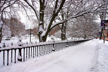 Boston, Massachusetts, ABD 'de kar yağışının stok görüntüsü