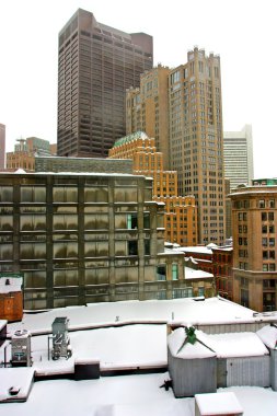 Boston, Massachusetts, ABD 'de kar yağışının stok görüntüsü