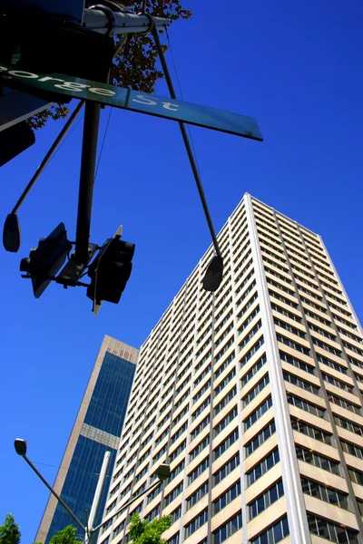 Stock bild över Sydneys stadssilhuett på Cicular Quay, Sydney — Stockfoto