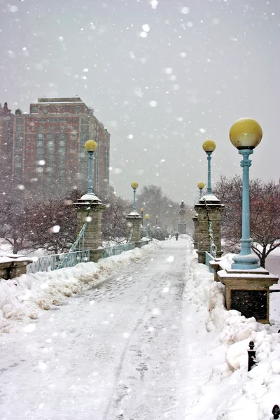 Imagem de estoque de um inverno nevando em Boston, Massachusetts, EUA — Fotografia de Stock