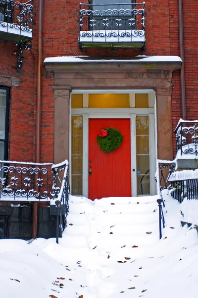 Boston, Massachusetts, ABD 'de kar yağışının stok görüntüsü