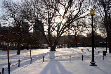 Boston, Massachusetts, ABD 'de kar yağışının stok görüntüsü