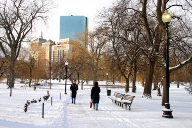 Boston, Massachusetts, ABD 'de kar yağışının stok görüntüsü