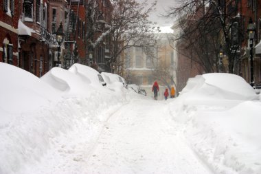 Boston, Massachusetts, ABD 'de kar yağışının stok görüntüsü