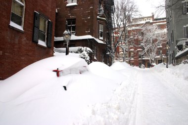 Boston, Massachusetts, ABD 'de kar yağışının stok görüntüsü