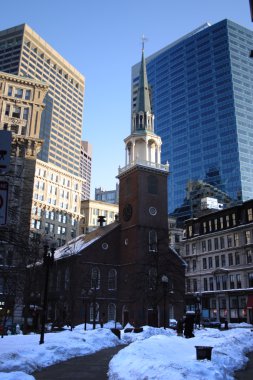 Boston, Massachusetts, ABD 'de kar yağışının stok görüntüsü
