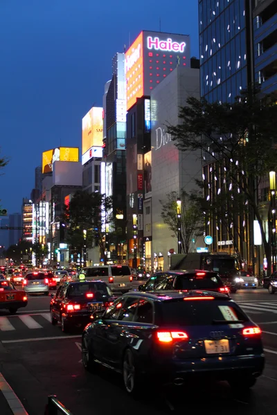 Ginza, Tokyo, Japan på natten — Stockfoto