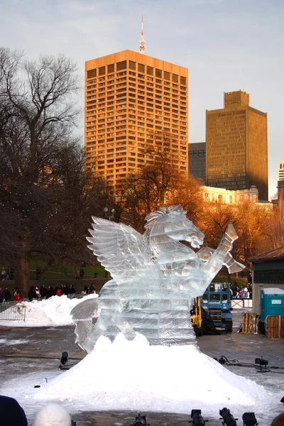 Imagem de estoque de um inverno nevando em Boston, Massachusetts, EUA — Fotografia de Stock