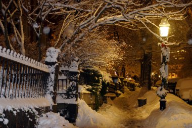 Boston, Massachusetts, ABD 'de kar yağışının stok görüntüsü