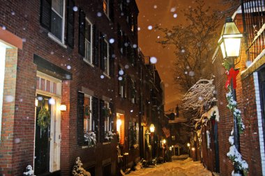 Boston, Massachusetts, ABD 'de kar yağışının stok görüntüsü