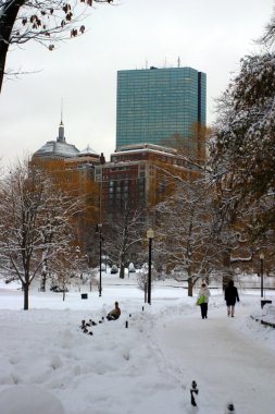 Boston, Massachusetts, ABD 'de kar yağışının stok görüntüsü