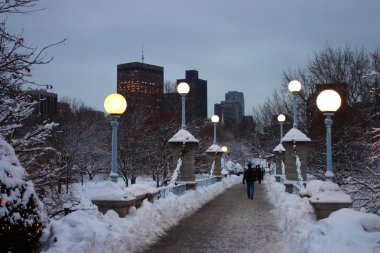 Boston, Massachusetts, ABD 'de kar yağışının stok görüntüsü